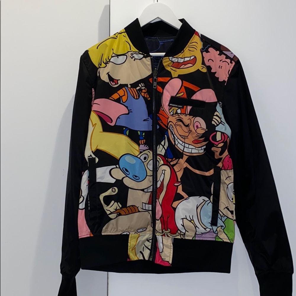 Reversible Unisex Cartoon Members Only Jacket